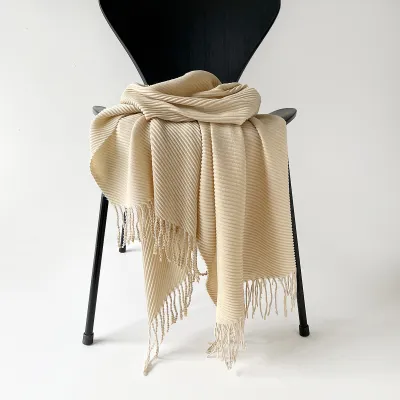 Women Fashion Autumn And Winter Solid Color Thick Warm Imitation Cashmere Scarf