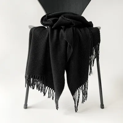 Women Fashion Autumn And Winter Solid Color Thick Warm Imitation Cashmere Scarf