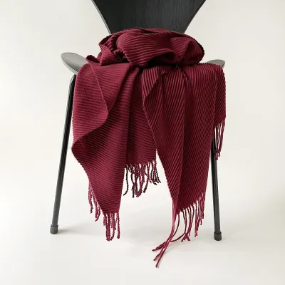 Women Fashion Autumn And Winter Solid Color Thick Warm Imitation Cashmere Scarf