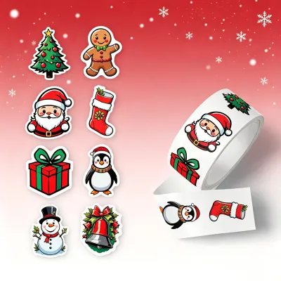 Christmas Santa Claus Snowman Tree Gift Wrapping Sealing 500 Stickers/Roll