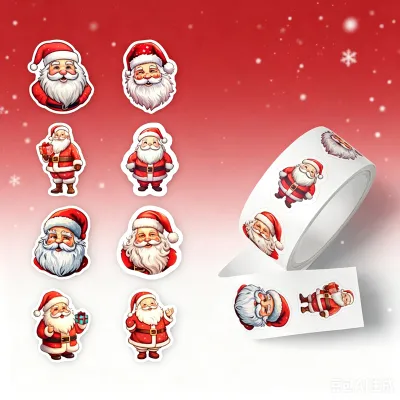 Christmas Santa Claus Snowman Tree Gift Wrapping Sealing 500 Stickers/Roll
