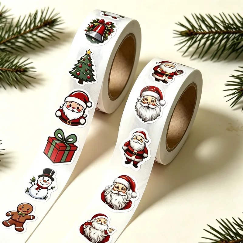Christmas Santa Claus Snowman Tree Gift Wrapping Sealing 500 Stickers/Roll