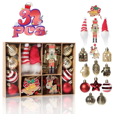 Christmas Christmas Tree Plating Painted Hanging Ornament Decorations 32pcs/Set