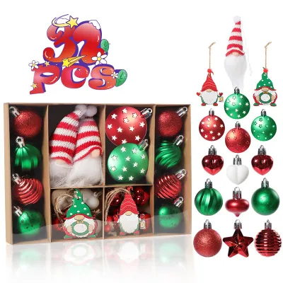 Christmas Christmas Tree Plating Painted Hanging Ornament Decorations 32pcs/Set