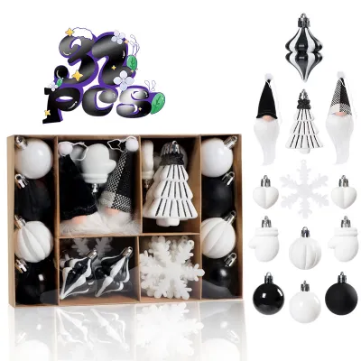 Christmas Christmas Tree Plating Painted Hanging Ornament Decorations 32pcs/Set