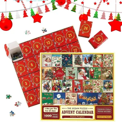 Christmas Puzzle Advent Calendar 24 Pack Countdown Holiday Home Decoration Gifts