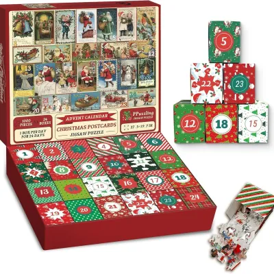 Christmas Puzzle Advent Calendar 24 Pack Countdown Holiday Home Decoration Gifts
