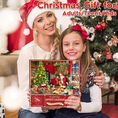 Christmas Puzzle Advent Calendar 24 Pack Countdown Holiday Home Decoration Gifts