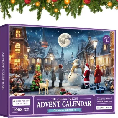 Christmas Puzzle Advent Calendar 24 Pack Countdown Holiday Home Decoration Gifts