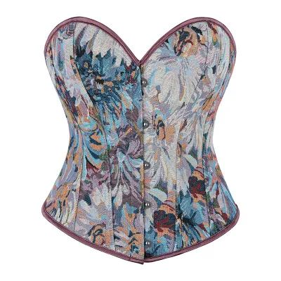 Women Vintage Print Fishbone Corsets