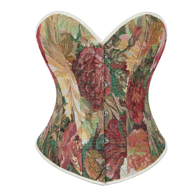 Women Vintage Print Fishbone Corsets