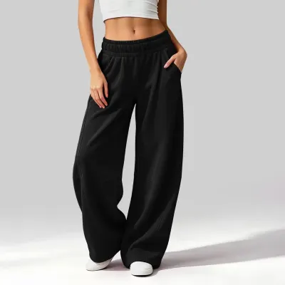 Women’S Fashion Casual Autumn Solid-Color Fleece-Lined Pants