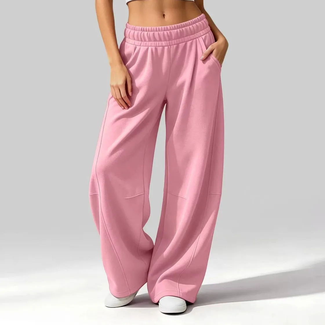 Women’S Fashion Casual Autumn Solid-Color Fleece-Lined Pants
