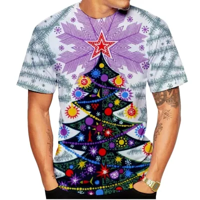 Christmas Men Fashion Casual Summer 3d Printed Short-Sleeve T-Shirt