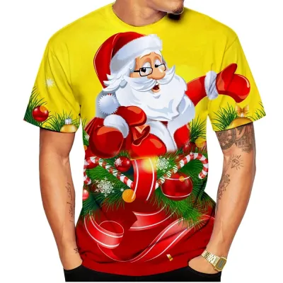Christmas Men Fashion Casual Summer 3d Printed Short-Sleeve T-Shirt