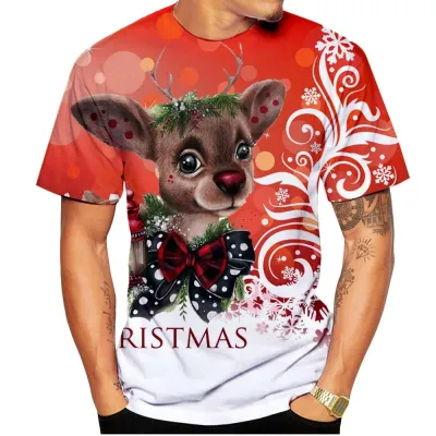 Christmas Men Fashion Casual Summer 3d Printed Short-Sleeve T-Shirt