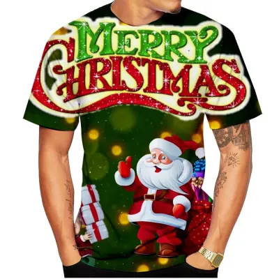 Christmas Men Fashion Casual Summer 3d Printed Short-Sleeve T-Shirt