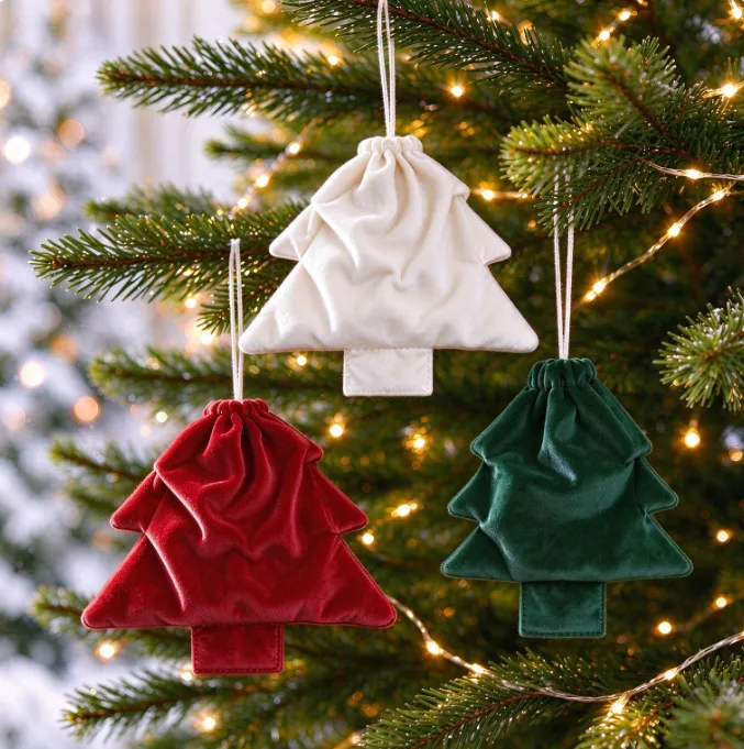 Christmas Christmas Tree Shape Drawstring Bag Decoration