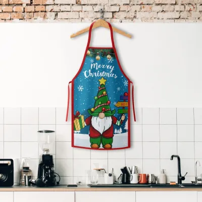 Christmas Fashion Grinch Santa Claus Printed Family Kitchen Apron