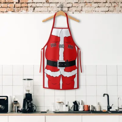 Christmas Fashion Grinch Santa Claus Printed Family Kitchen Apron