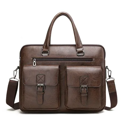 Men'S Fashion Casual Retro Portable Double Pocket Business Briefcase