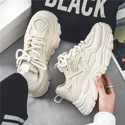 Men'S Fashion Casual Winter Solid Color Breathable Mesh Thick Bottom Non-Slip Sneakers