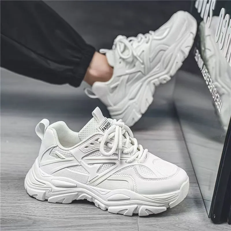 Men'S Fashion Casual Winter Solid Color Breathable Mesh Thick Bottom Non-Slip Sneakers
