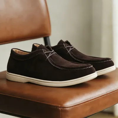 Men'S Fashion Casual Solid Color Flat Slip-On Loafers Leather Shoes