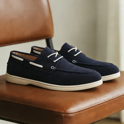 Men'S Fashion Casual Solid Color Flat Slip-On Loafers Leather Shoes
