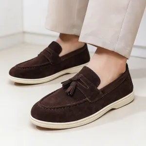 Men'S Fashion Casual Solid Color Flat Slip-On Loafers Leather Shoes