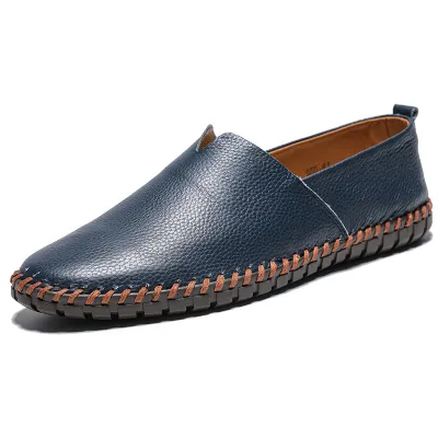 Men'S Fashion Casual Solid Color Top Layer Cowhide Loafers Leather Shoes