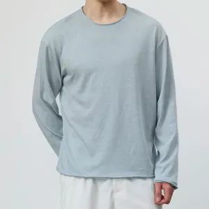 Men Fashion Casual Simple Summer Solid Color Breathable Long Sleeve T-Shirt