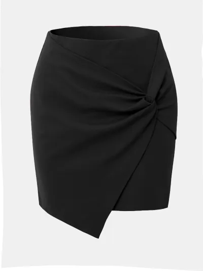 Women'S Fashion Sexy Solid Color Irregular Pleated High Waist Tight Kink Skirt