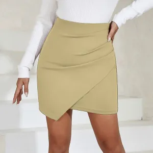 Women'S Fashion Sexy Solid Color Irregular Pleated High Waist Tight Kink Skirt