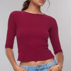 Women Fashion Casual Spring And Summer Solid Color Round Neck Long-Sleeve T-Shirt