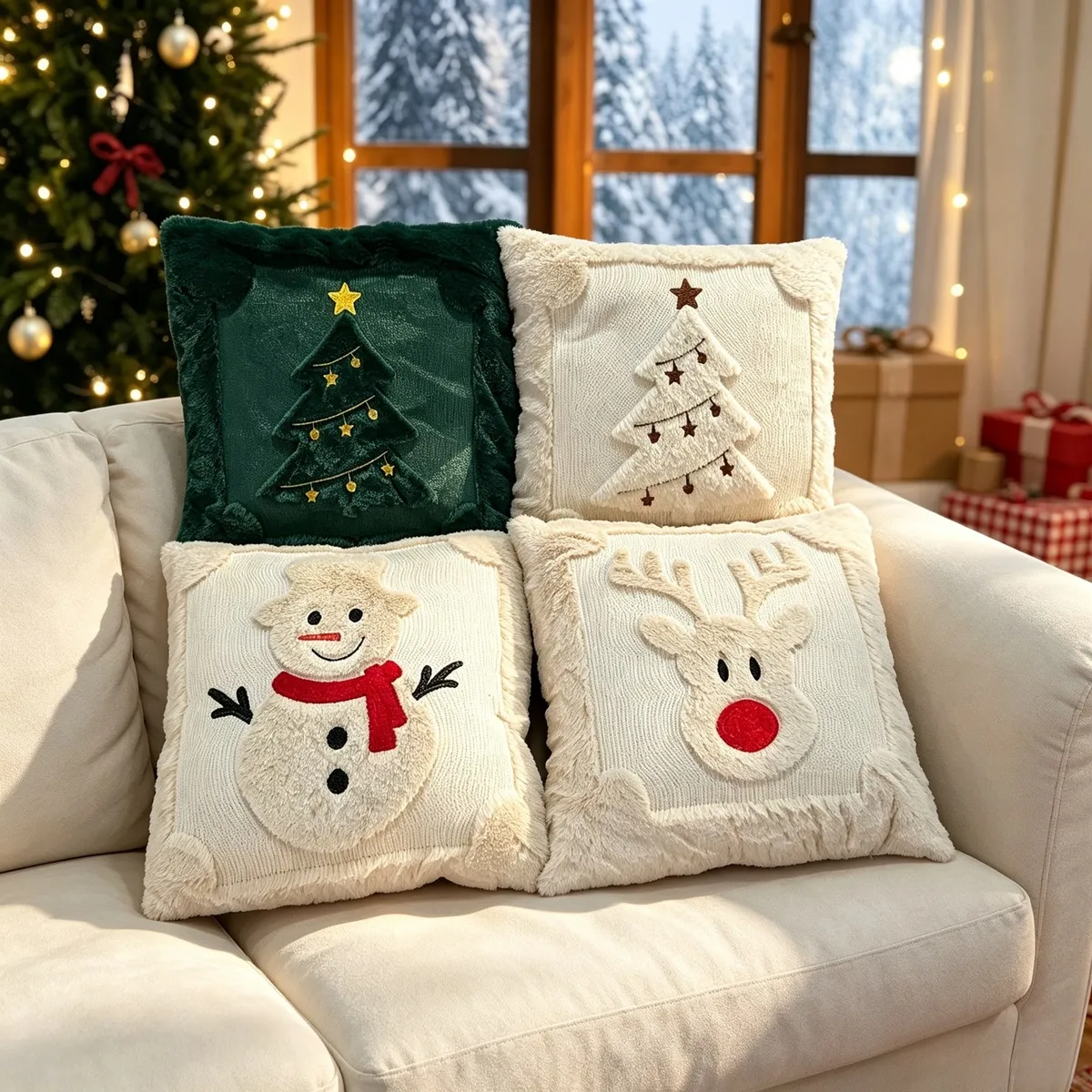 Christmas Creative Plush Living Room Sofa Bedroom Pillowcase