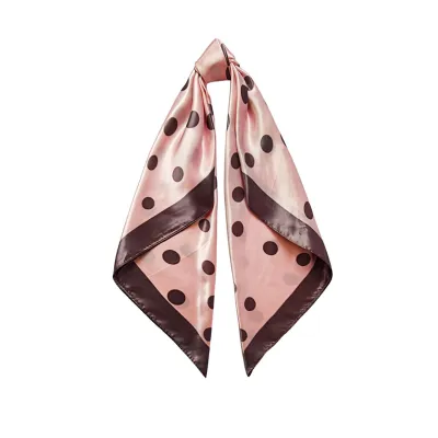 Women Fashion Casual Polka Dot Print 90cm Turban Large Square Silk Scarf