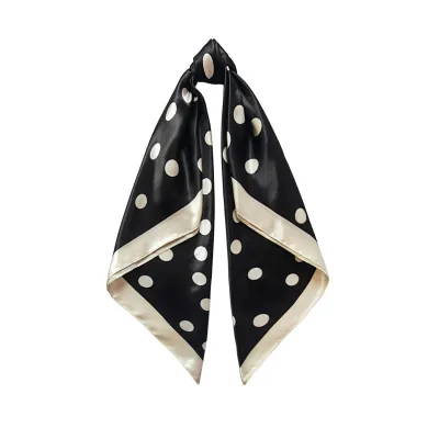 Women Fashion Casual Polka Dot Print 90cm Turban Large Square Silk Scarf