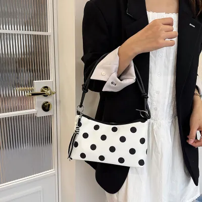 Women Fashion Casual Polka Dot Print Large Capacity Shoulder Bag