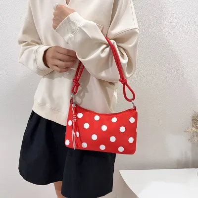 Women Fashion Casual Polka Dot Print Large Capacity Shoulder Bag