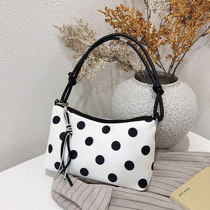 Women Fashion Casual Polka Dot Print Large Capacity Shoulder Bag