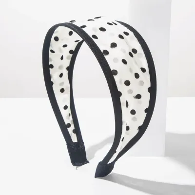Women Fashion Polka Dot Print Wide-Brim Headband