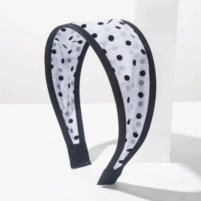 Women Fashion Polka Dot Print Wide-Brim Headband