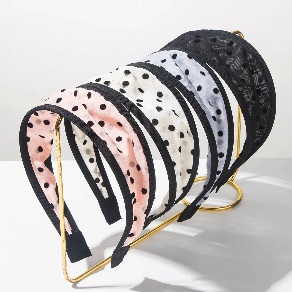 Women Fashion Polka Dot Print Wide-Brim Headband