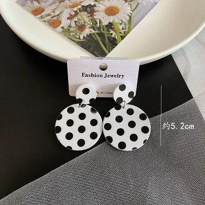 Women Fashion Polka Dot Print Earrings