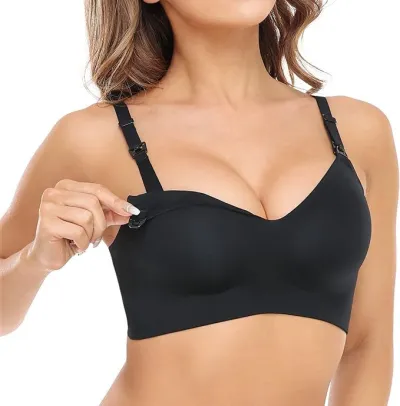 Women Fashion Sexy Solid Color No Steel Rings Upper Buckle Breastfeeding Bra