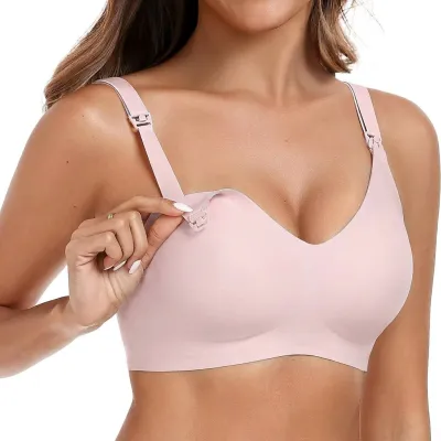 Women Fashion Sexy Solid Color No Steel Rings Upper Buckle Breastfeeding Bra