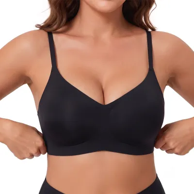 Women Fashion Sexy Simple Leopard Seamless No Steel Ring Soft Support Breathable Bra