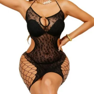 Women Fashion Solid Color Hollow Stockings Without Rhinestones One-Piece Sexy Lingerie