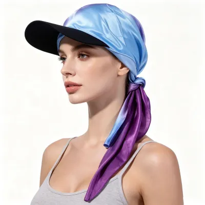 Women Fashion Printed Square Scarf Lace-Up Sunshade Sun Protection Cap